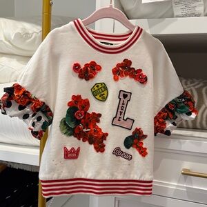 Dolce Gabbana Kids White and Red Floral Top